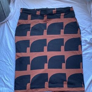 Bel Kazan Elegant Black and Brown Women's Pencil Skirt XL